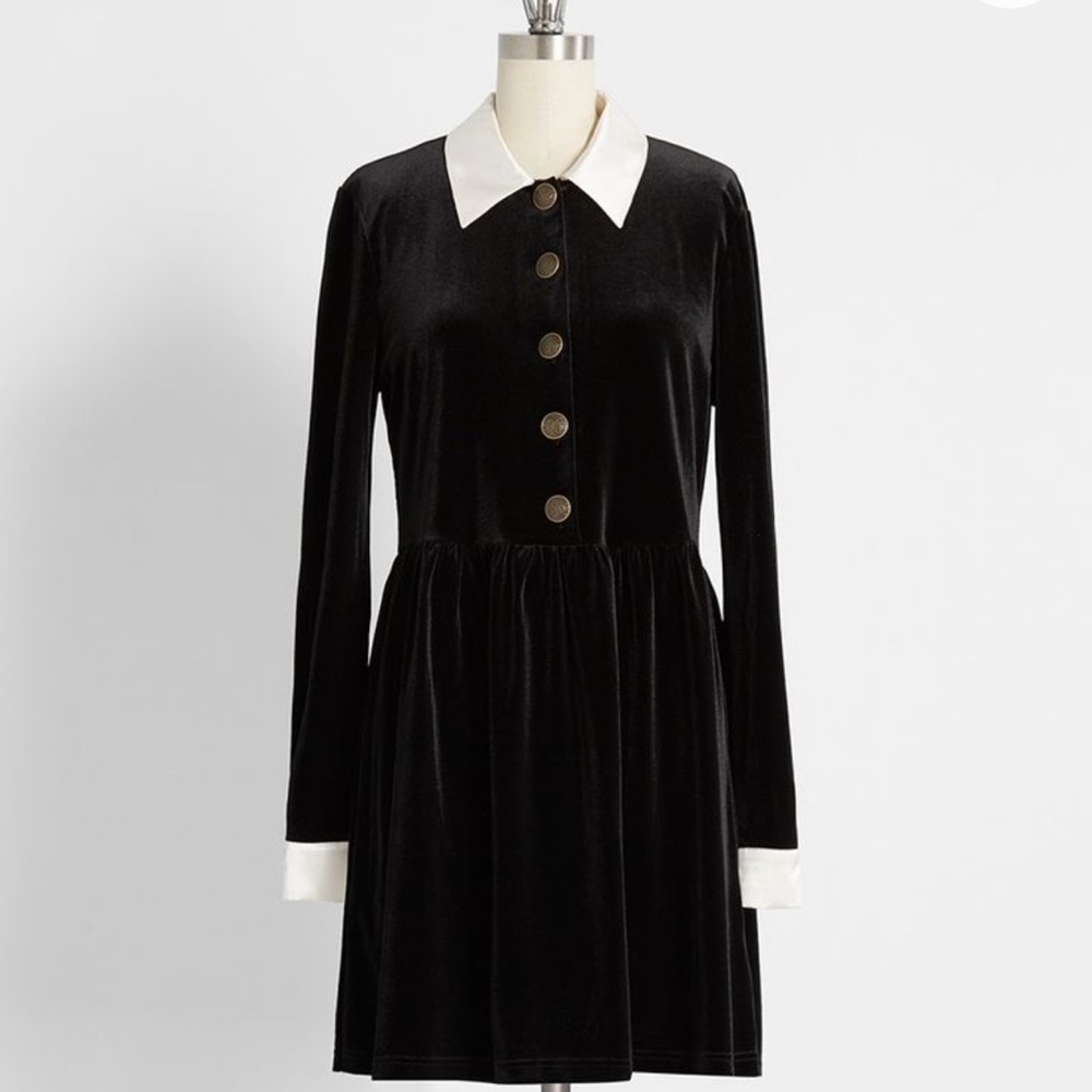 Is it Wednesday? Mini Dress black velvet XL
